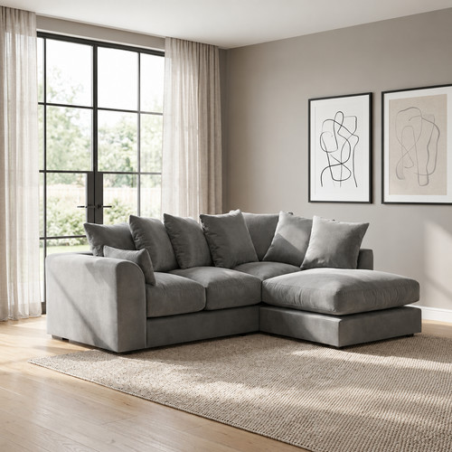 Plush velvet lshape couch r - couch,