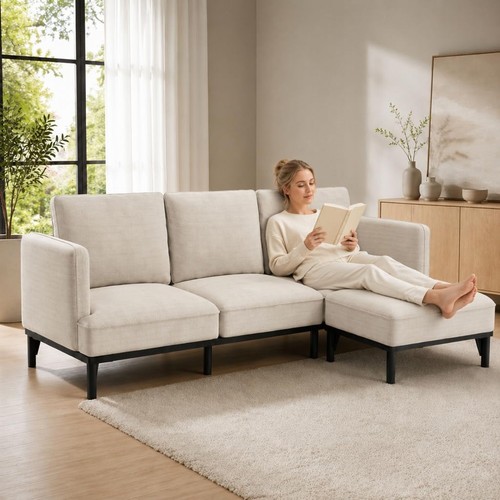 Shaped sofa seater with - sofa, 3-seater