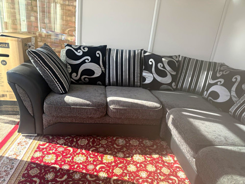 Grey fabric corner - corner, sofa