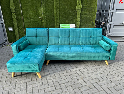 Turquoise velvet corner sofa - velvet,