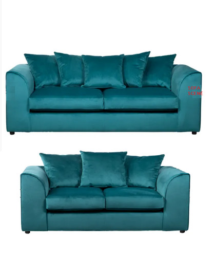 Teal plush velvet sofa corner - teal,