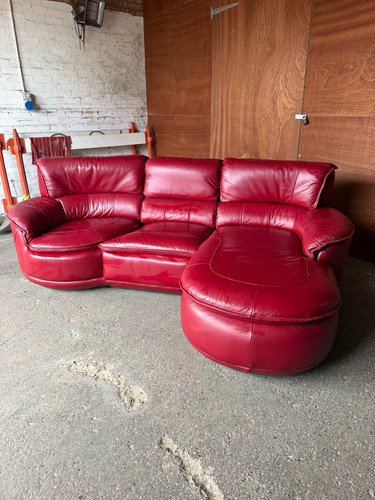Red leather corner - corner, sectional
