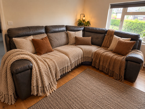 Grey leather electric recliner - leather,