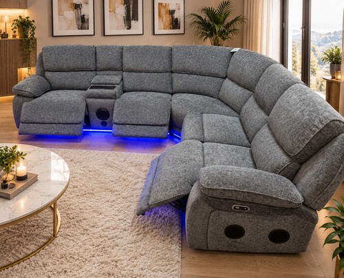 Grey fabric corner sofa - grey,