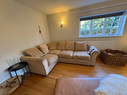 Beige suede corner sofa - beige,