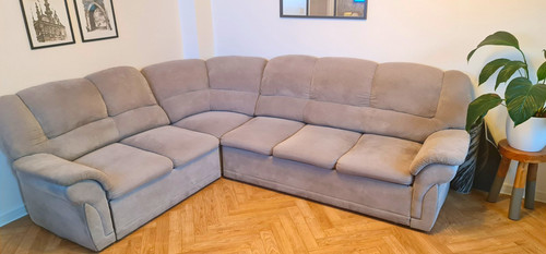 Grey fabric corner sofa with - grey,