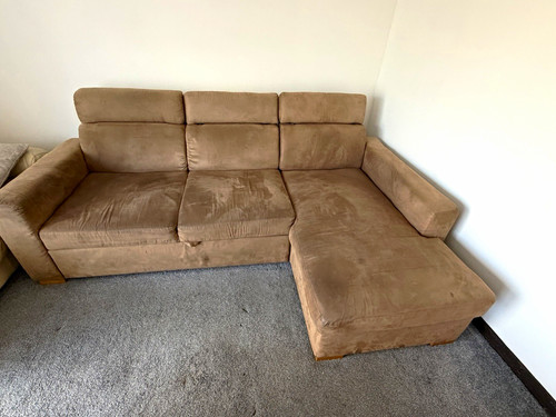 Brown velvet corner sofa - brown,