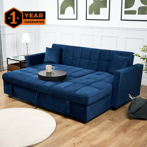Velvet corner sofa bed - sofa, with