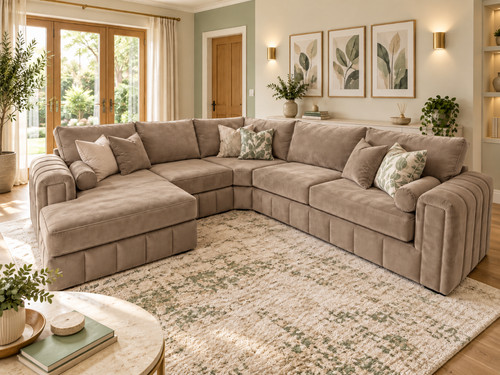 Luxury corner sofa mink plush - luxury,