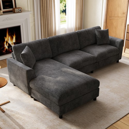 Shaped corner sofa - corner, grey