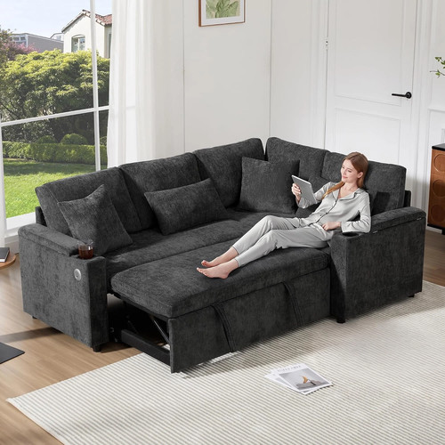 Corner sofa bed - sofa, grey