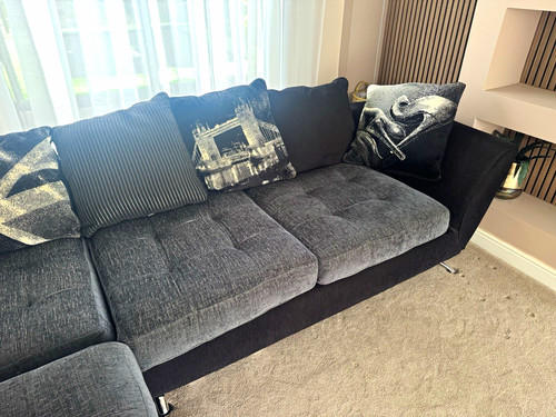 Grey black fabric - fabric, l-shaped