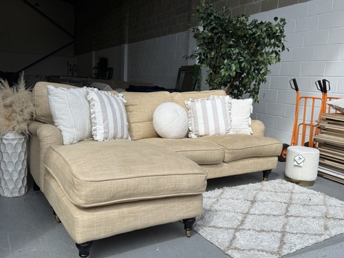 Beige mustard corner - beige/mustard, chaise