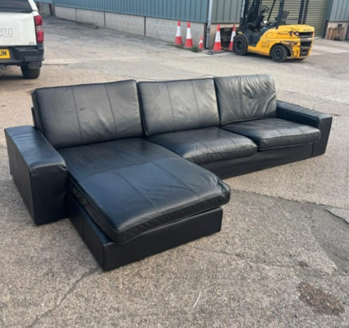 Dfs black leather corner - dfs,